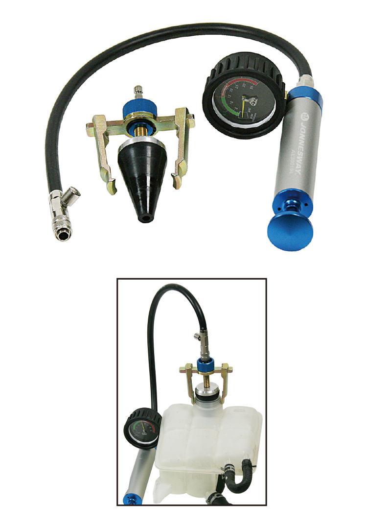 RADIATOR PRESSURE TESTER AND  VACUUM-TYPE COOLING SYSTEM KIT