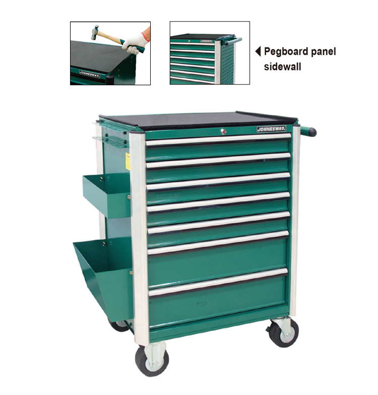  7-DRAWER TOOL TROLLEY W/KNOCKABLE WORKING TABLE