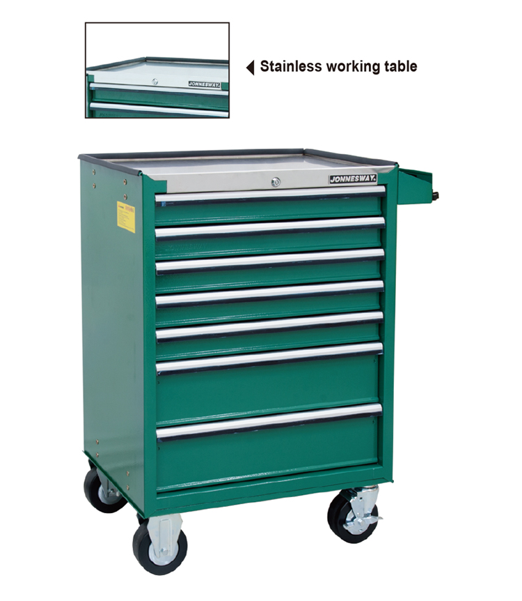  7-DRAWER TOOL TROLLEY W/STAINLESSE WORKING TABLE