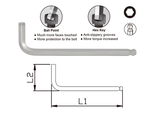 ANTI-SLIP LONG ARM BALL POINT HEX KEY