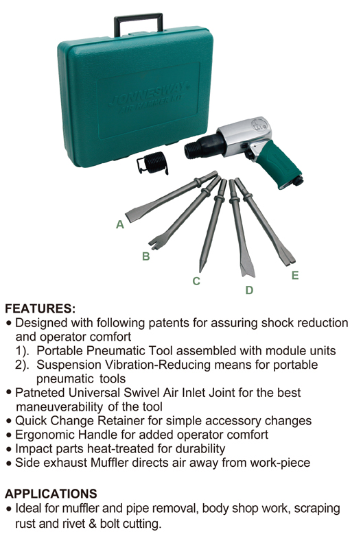 8PCS 190/250MM AIR HAMMER KIT (ROUND/HEX)