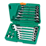 16PCS 72 TEETH RATCHETING COMBINATION WRENCH SET