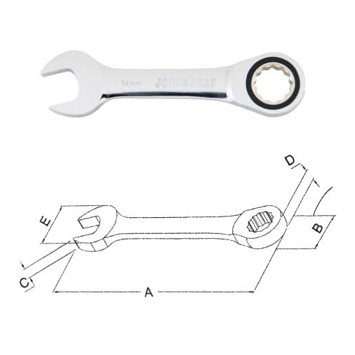 72 TEETH RATCHETING COMBINATION WRENCH (STUBBY TYPE)