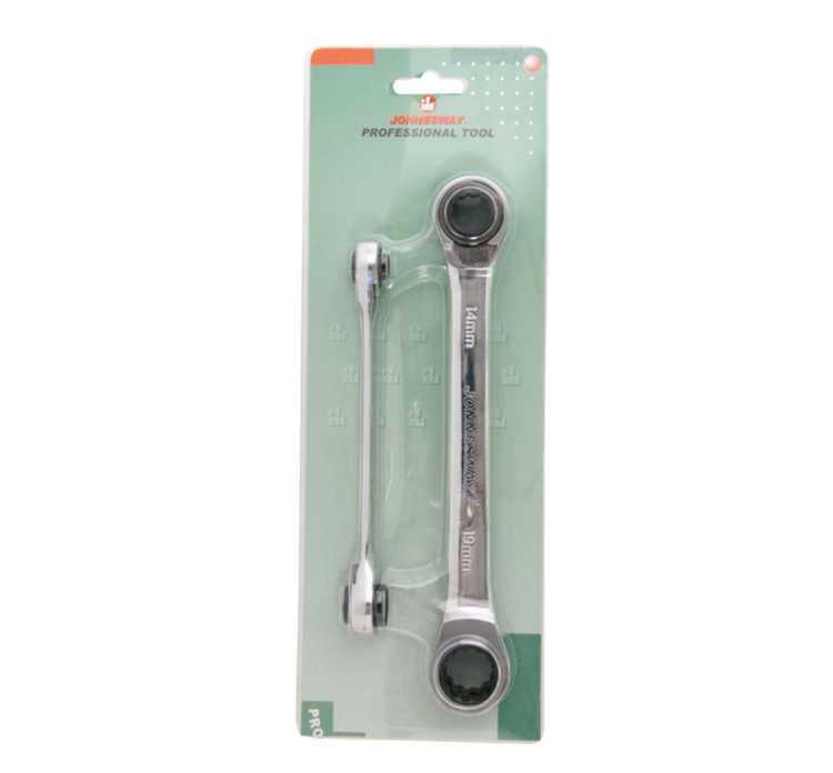 2PCS 4 IN 1 REVERSIBLE RATCHETING  WRENCH SET(MM)