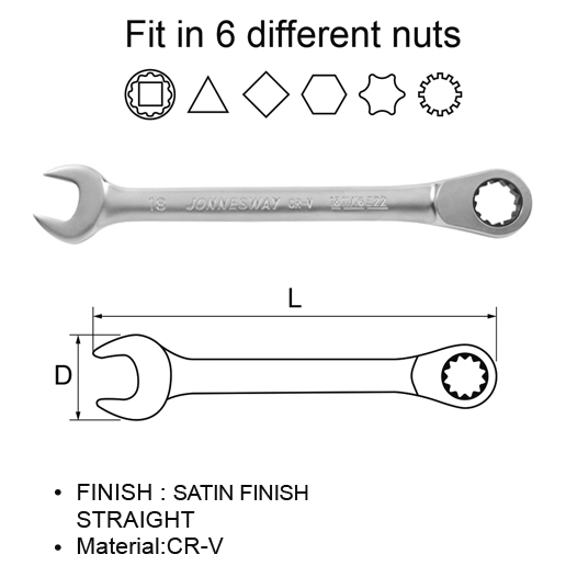SUPER TECH 72 TEETH RATCHETING COMBINATION WRENCH