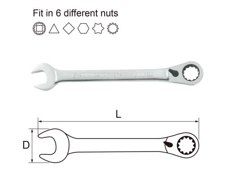 SUPER TECH 72 TEETH REVERSIBLE RATCHETING COMBINATION WRENCH