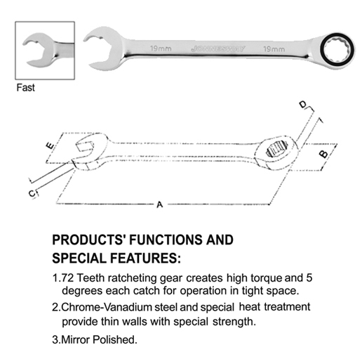 72 TEETH RATCHETING WRENCH